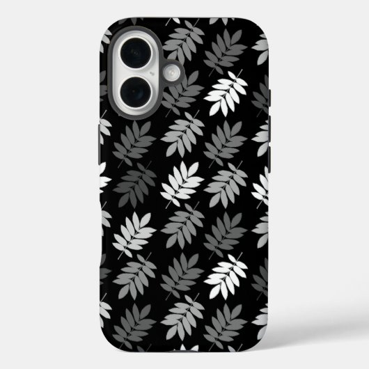 Altes Blattmuster Schwarz Weiß Grau Case-Mate iPhone Hülle (Rückseite)