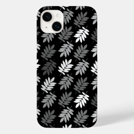 Altes Blattmuster Schwarz Weiß Grau Case-Mate iPhone Hülle (Rückseite)