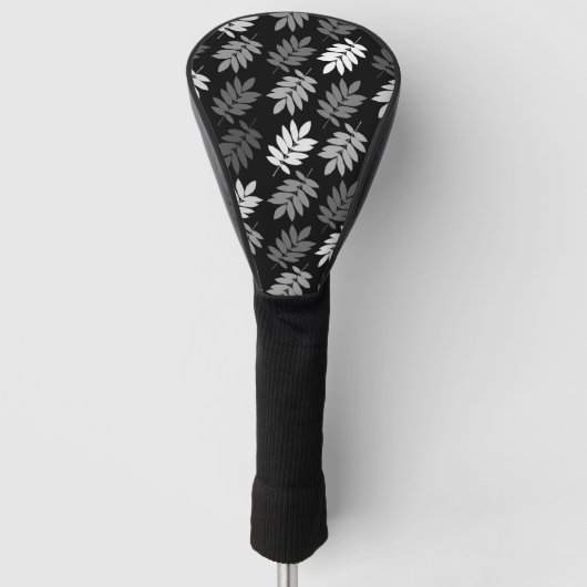 Altes Blattmuster Schwarz Weiß Grau Golf Headcover (Vorderseite)