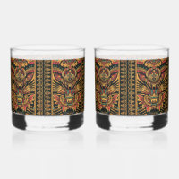 Altes Blau "Aztec Dream" 12oz Rocks Brilles Set
