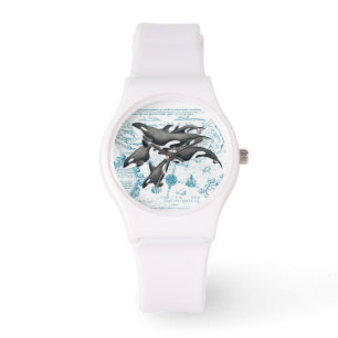 Altes Blau der Schwertwalwal-Familie Armbanduhr