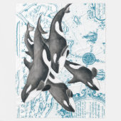 Altes Blau der Schwertwalwal-Familie Fleecedecke (Vorderseite)
