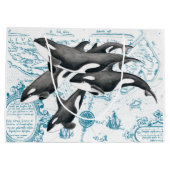 Altes Blau der Schwertwalwal-Familie Große Geschenktüte (Rückseite)