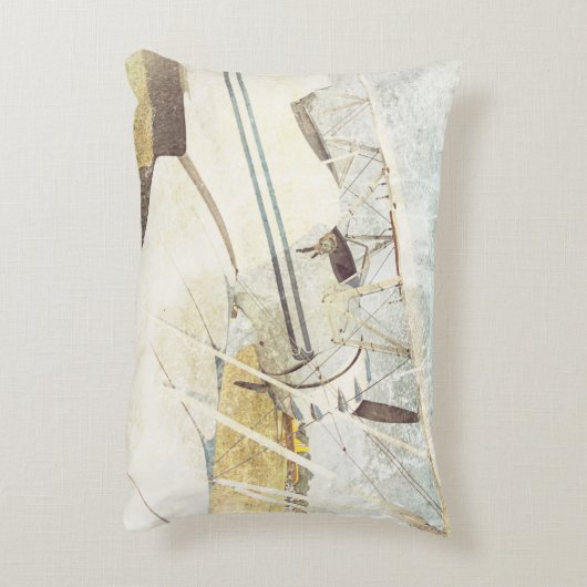 Altes blaues antikes Flugzeug Rectangle Akzent Kis Dekokissen (Rückseite(Vertikal))