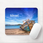 Altes blaues Boot am Meer Mousepad (Mit Mouse)