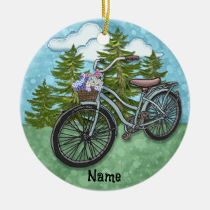 Altes Blaues Fahrrad Keramik Ornament