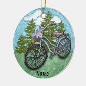 Altes Blaues Fahrrad Keramik Ornament (Links)