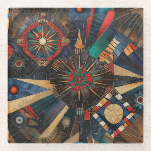 Altes blaues Glas "Alte indigene Chroniken" Glasuntersetzer