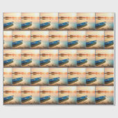 Altes Blue Rowboat für den Geburtstag Geschenkpapier (Flach)