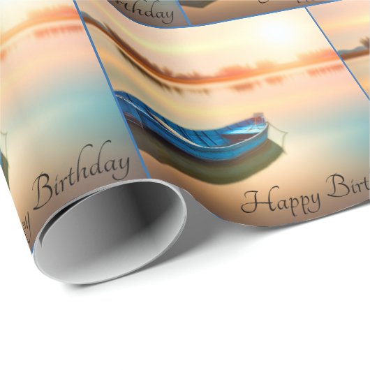 Altes Blue Rowboat für den Geburtstag Geschenkpapier (Rolleneckpunkt)