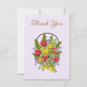 Altes Blumenkorb-Geschenk-Dankeschön-Karte Dankeskarte