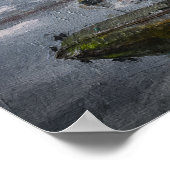 Altes Boot im Hafen sinkend, Ölmalerei Poster (Ecke)