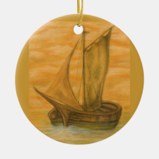 Altes Boot Keramik Ornament (Vorne)