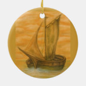 Altes Boot Keramik Ornament (Hinten)