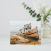Altes Boot / Schiff Schiffbruch am Strand Postkarte (Stehend Vorderseite)