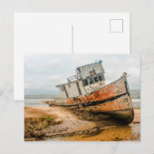 Altes Boot / Schiff Schiffbruch am Strand Postkarte (Vorne/Hinten)