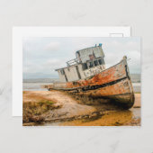 Altes Boot / Schiffswrack am Strand Postkarte (Vorne/Hinten)