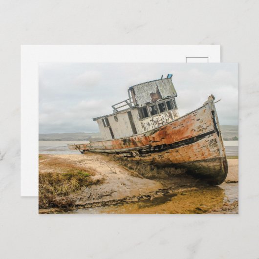 Altes Boot / Schiffswrack am Strand Postkarte (Vorne/Hinten)