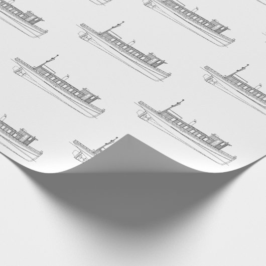 Altes Boots-Muster - Vintage Schlepper Geschenkpapier (Ecke)