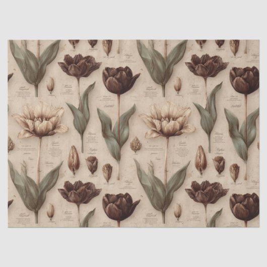 Altes Botanisches Blumenmuster (6) Seidenpapier (Vorderseite)