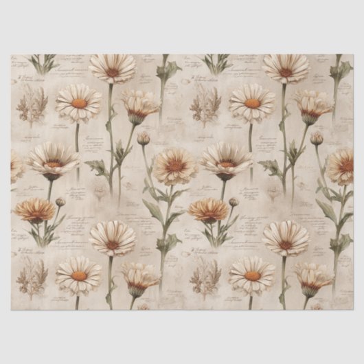 Altes Botanisches Blumenmuster (8) Seidenpapier (Vorderseite)