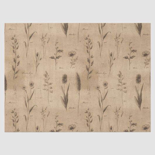 Altes Botanisches Blumenmuster (9) Seidenpapier (Vorderseite)