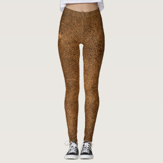 Altes braunes Leder: Klassische Textur Leggings
