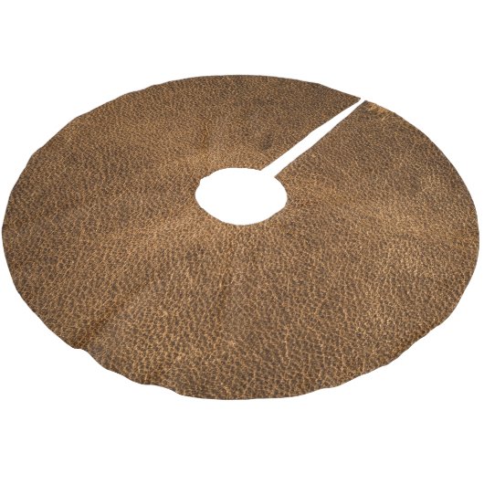 Altes braunes Leder: Texturierter Hintergrund Polyester Weihnachtsbaumdecke (Schrägansicht)