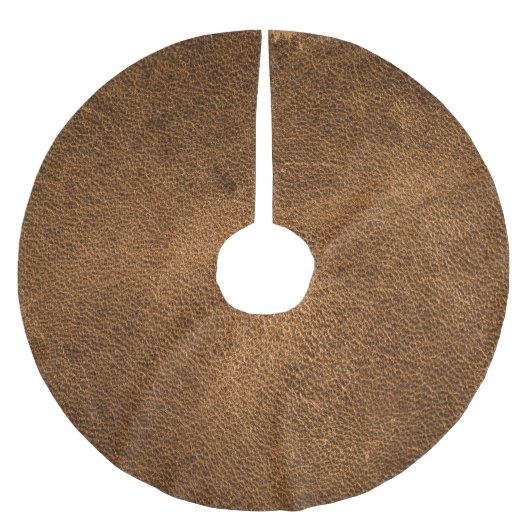 Altes braunes Leder: Texturierter Hintergrund Polyester Weihnachtsbaumdecke (Vorderseite)