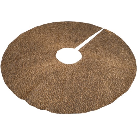 Altes braunes Leder: Texturierter Hintergrund Polyester Weihnachtsbaumdecke (Schrägansicht)