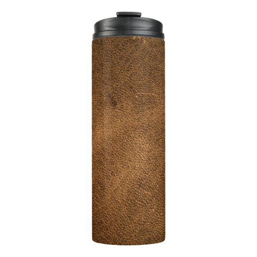Altes braunes Leder: Texturierter Hintergrund Thermosbecher (Vorderseite)