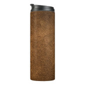 Altes braunes Leder: Texturierter Hintergrund Thermosbecher (Nach rechts gedreht)