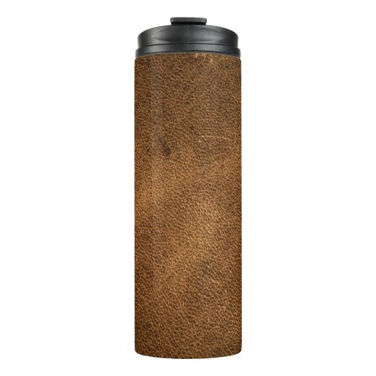 Altes braunes Leder: Texturierter Hintergrund Thermosbecher (Vorderseite)