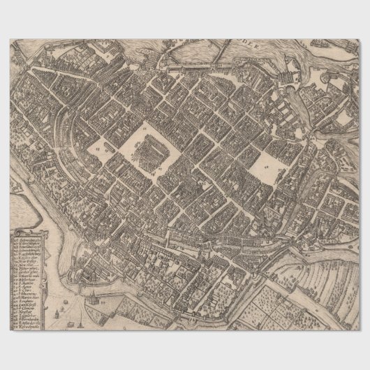 Altes Breslau Polnische Karte (1588)  Geschenkpapier (Flach)