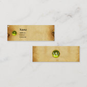 ALTES BROWN PARKMENT, GEM STEIN, MONOGRAMM gelb Mini Visitenkarte (Vorne/Hinten)