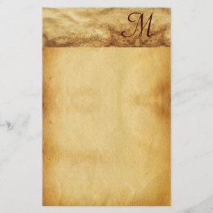 ALTES BROWN-PERGAMENT Monogramm Briefpapier