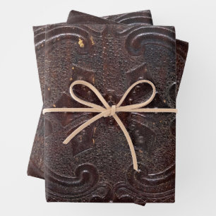 Altes Buch aus Leder Geschenkpapier Set