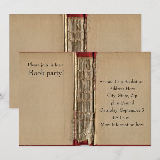Altes Buch-Einladung Einladung (Vorne/Hinten)