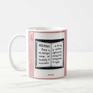 altes Buchcover Ehrlichkeit im Geschäft Kaffeetasse