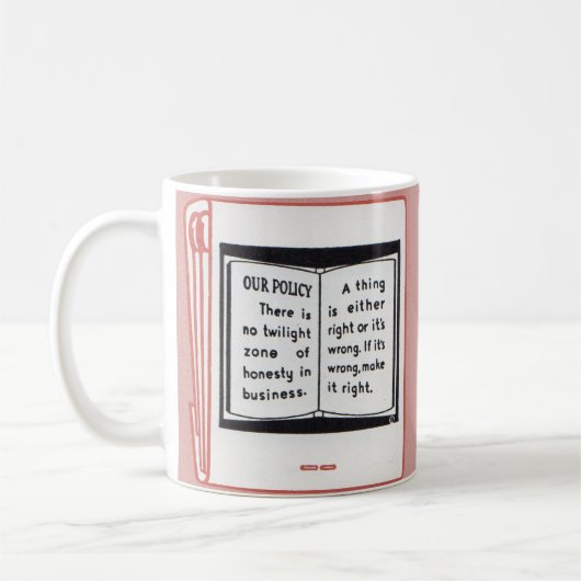 altes Buchcover Ehrlichkeit im Geschäft Kaffeetasse (Links)