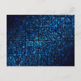 Altes Buntglasfenster Postkarte