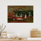 Altes Cabrio Stingray Corvette Poster Druck (Küche)