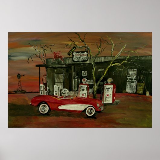 Altes Cabrio Stingray Corvette Poster Druck (Vorne)