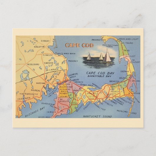 Altes Cape Cod Massachusetts Karte (Vorderseite)