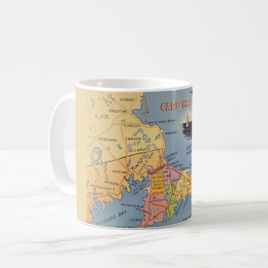 Altes Cape Cod Massachusetts Karte Kaffeetasse (Vorderseite Links)