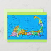 Altes Cape Cod Touristenplan Postkarte (Vorne/Hinten)