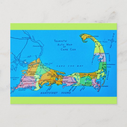Altes Cape Cod Touristenplan Postkarte (Vorderseite)