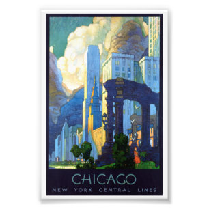 Altes Chicago Illinois Zug-Reiseposter Fotodruck