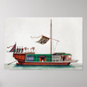 Altes chinesisches Gemälde eines Flussfahrgastschr Poster (Vorne)