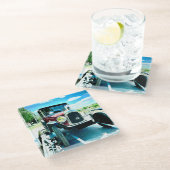 Altes Citroen Auto auf einem Anhänger in Frankreic Glasuntersetzer (Schrägansicht)